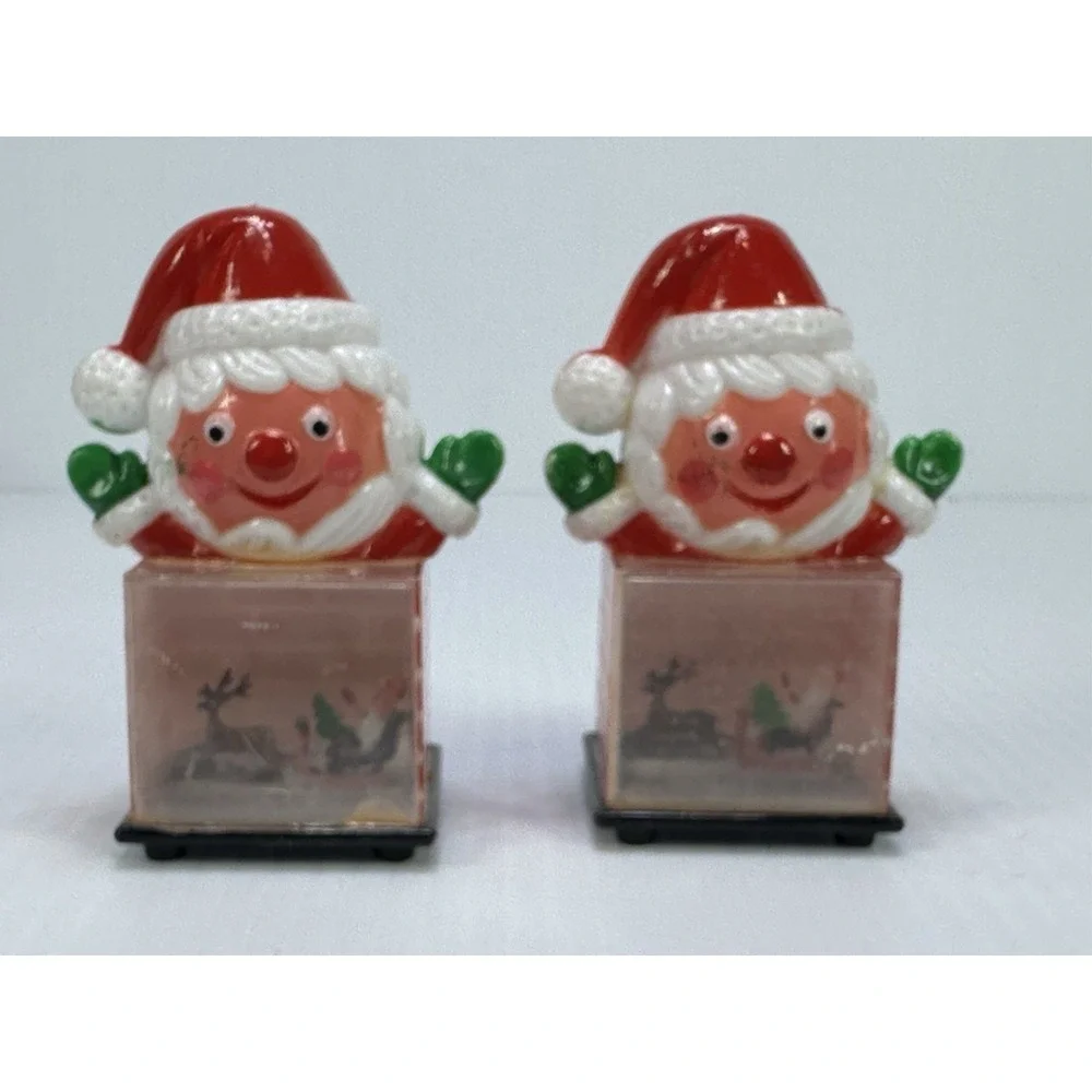 Vintage 2 Christmas Kurt Adler Snow Globe Santa Ornament Plastic
